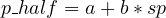 p-half = a+ b ∗sp 